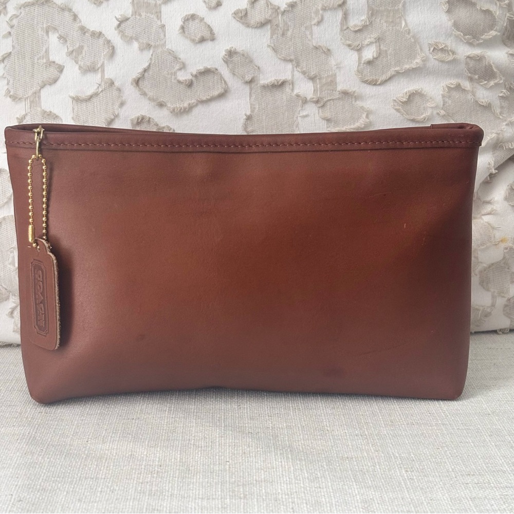 Vintage Coach Large Cosmetic Pouch Style 7166 British Tan Authentic